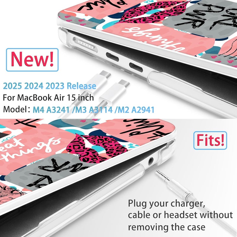 Mektron Designed for 2025/2024/2023 MacBook Air 15 INCH M4 A3241 /M3 A3114 /M2 A2941 Case, Printed Plastic Hard Shell Cover with 15.3" Liquid Retina Display Touch ID, Girly Graffiti - Image 2